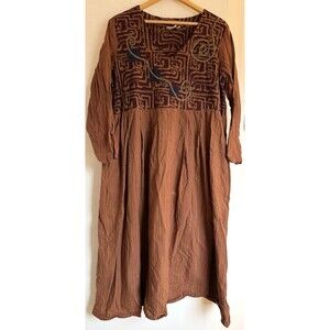 Vintage Wear Ware Dress Handmade In India Printed Maxi L Embroidered Cottage 90s